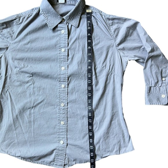J Crew Womens Medium Solid Gray 3/4 Sleeve Button Up Shirt Textured Collar M - Picture 7 of 12